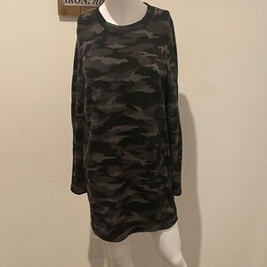 Athleta Long Sleeve Camouflage Dress - Black and Green